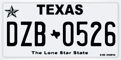 TX license plate DZB0526