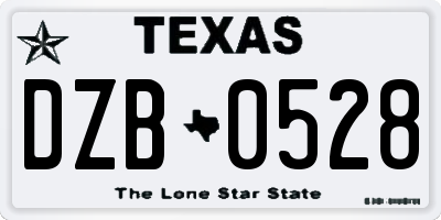 TX license plate DZB0528