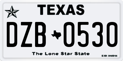 TX license plate DZB0530