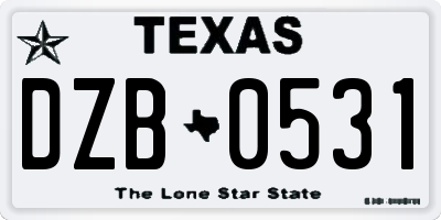 TX license plate DZB0531