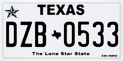 TX license plate DZB0533