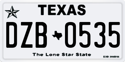 TX license plate DZB0535