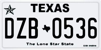 TX license plate DZB0536