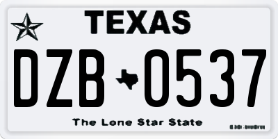 TX license plate DZB0537