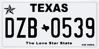 TX license plate DZB0539