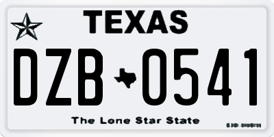 TX license plate DZB0541