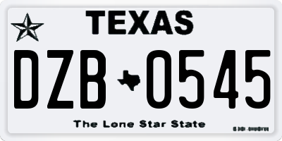 TX license plate DZB0545