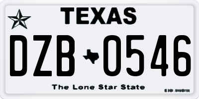TX license plate DZB0546