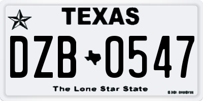 TX license plate DZB0547