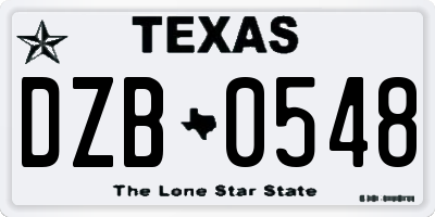 TX license plate DZB0548