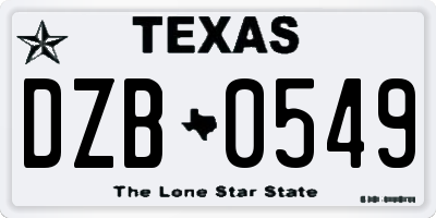 TX license plate DZB0549