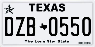 TX license plate DZB0550
