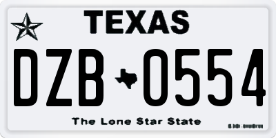 TX license plate DZB0554