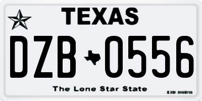 TX license plate DZB0556