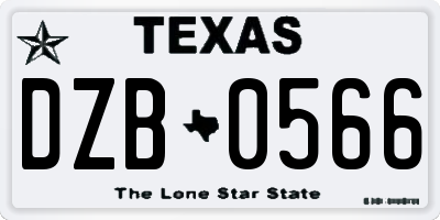 TX license plate DZB0566