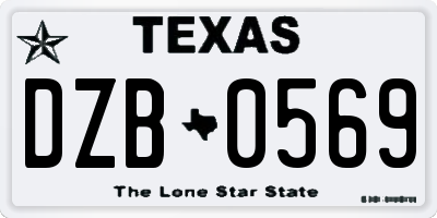 TX license plate DZB0569