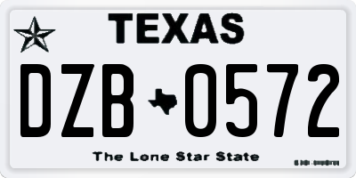 TX license plate DZB0572