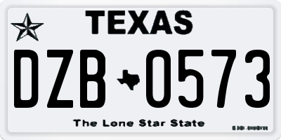 TX license plate DZB0573