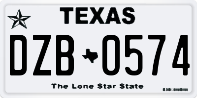 TX license plate DZB0574