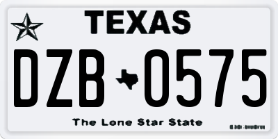 TX license plate DZB0575
