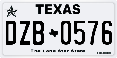 TX license plate DZB0576
