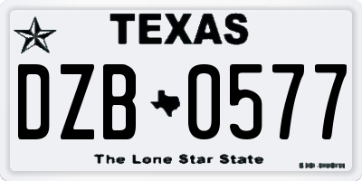 TX license plate DZB0577
