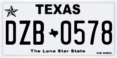TX license plate DZB0578