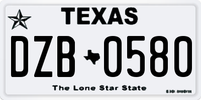 TX license plate DZB0580