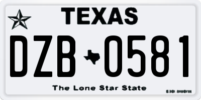 TX license plate DZB0581