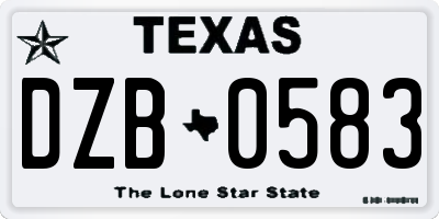 TX license plate DZB0583