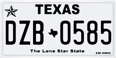 TX license plate DZB0585