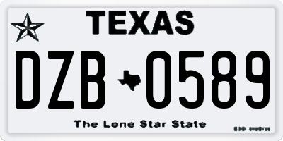 TX license plate DZB0589