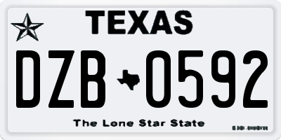 TX license plate DZB0592