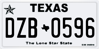 TX license plate DZB0596