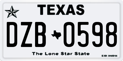 TX license plate DZB0598