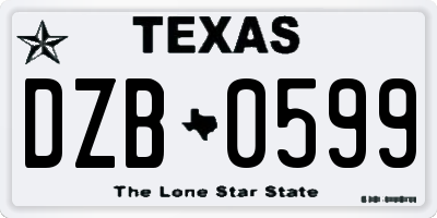 TX license plate DZB0599