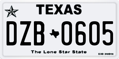 TX license plate DZB0605