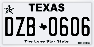 TX license plate DZB0606