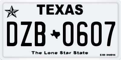 TX license plate DZB0607