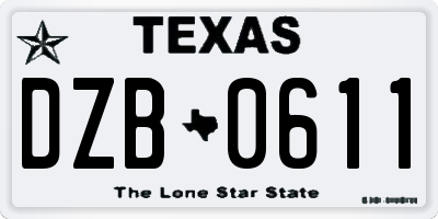 TX license plate DZB0611