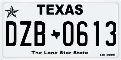 TX license plate DZB0613