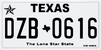 TX license plate DZB0616