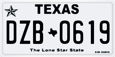 TX license plate DZB0619