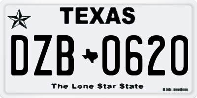 TX license plate DZB0620