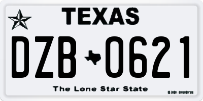 TX license plate DZB0621