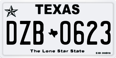 TX license plate DZB0623