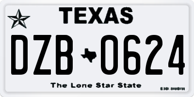 TX license plate DZB0624