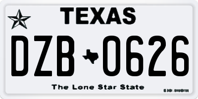 TX license plate DZB0626