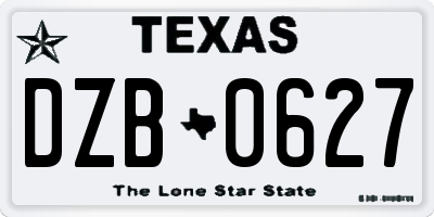 TX license plate DZB0627
