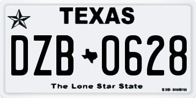 TX license plate DZB0628